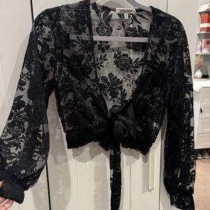 Elegant Black Floral Lace Top